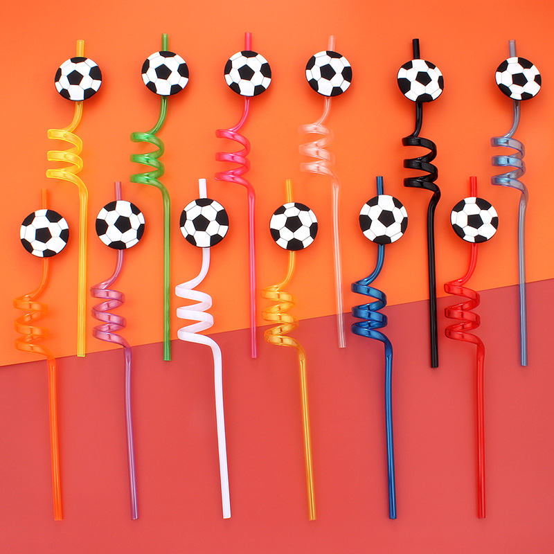 Reusable Straw - หลอดธีมฟุตบอล 12 ชิ้น, ปาร์ตี้ที่บ้านแบบใช้ซ้ําได้, ปาร์ตี้วันเกิดปาร์ตี้วันหยุดบาร์ชายหาด, ห้องครัวของขวัญคริสต์มาสฮาโลวีน