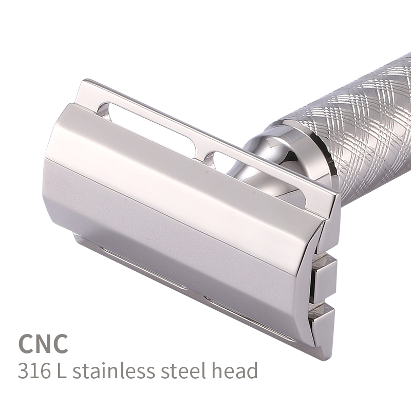 Safety Razor Handle - Aksesoris Alat cukur ด้วยมือมีดโกนขอบสองด้านทำจากสเตนเลส316L CNC (ไม่มีที่จับ)