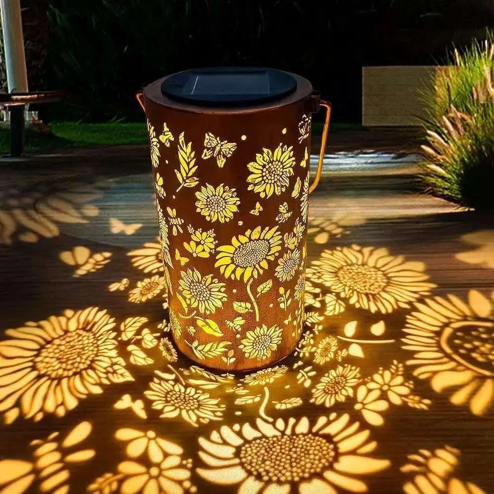 Solar Garden Light - โคมไฟดอกทานตะวันและโคมไฟเงา กันน้ำสำหรับใช้งานกลางแจ้ง ใช้พลังงานแสงอาทิตย์สำหรับตกแต่งทางเดินกลางคืน สนามหญ้า สวน และลานบ้าน