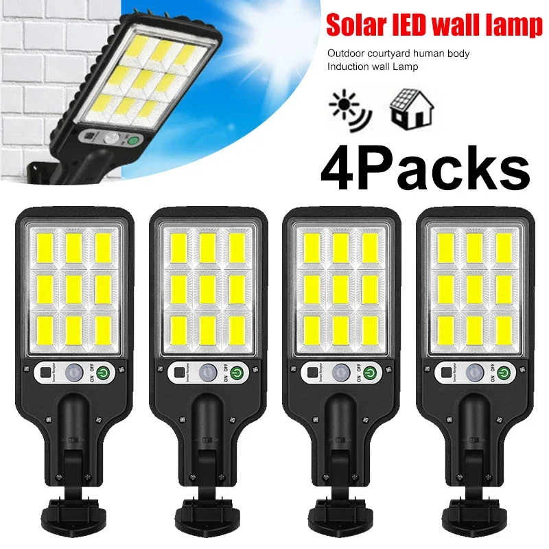 Solar Garden Light - ไฟ LED พลังงานแสงอาทิตย์สำหรับภายนอกอาคาร ติดผนัง ชาร์จไฟได้ พร้อมระบบเซ็นเซอร์