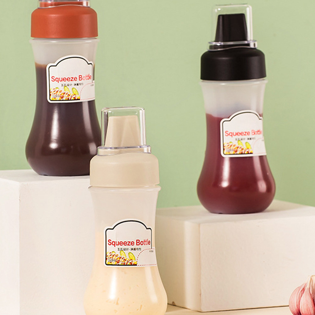 Reusable Bottle - ขวดบีบใส 5 รู 3 ชิ้น สำหรับใส่เครื่องปรุงในครัว