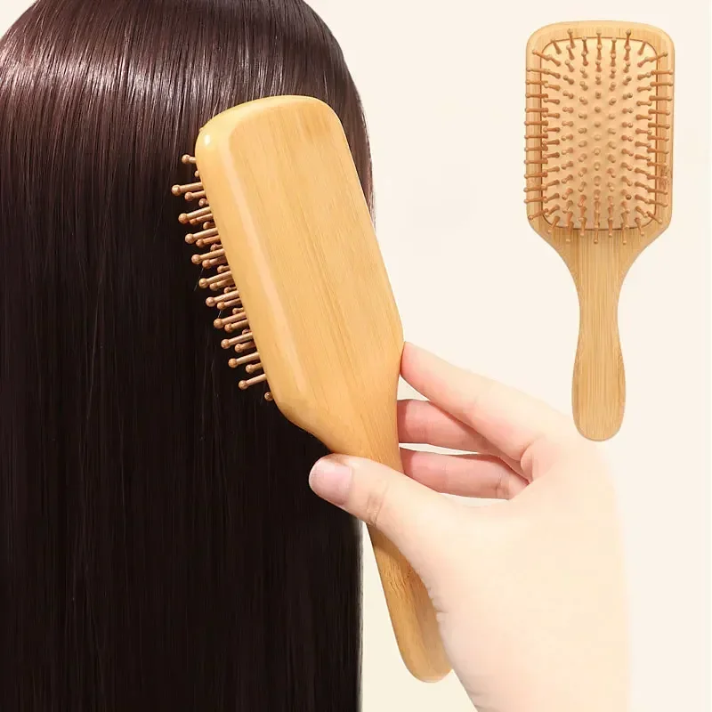 Bamboo Toothbrush - หวีไม้ไผ่พรีเมียมสำหรับนวดหนังศีรษะ ช่วยเร่งการเจริญเติบโตของเส้นผม ป้องกันผมร่วง หวีไม้ไผ่ซี่ถี่
