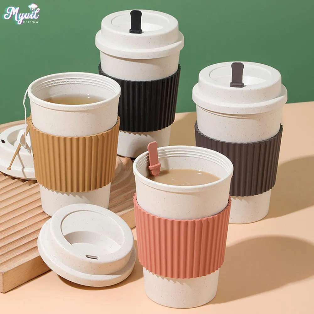 450ML ถ้วยกาแฟพร้อมฝาปิดฟางข้า - Reusable Straw บทวิจารณ์และราคา