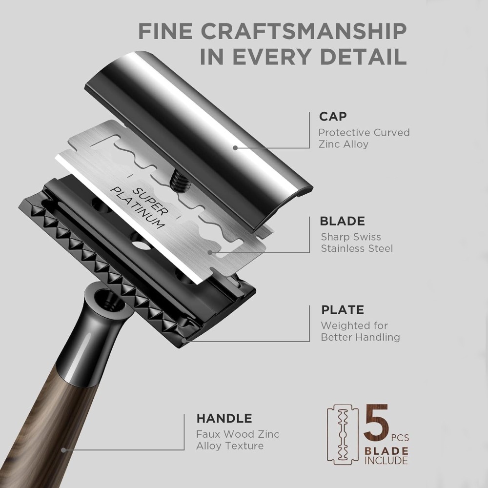 มีดโกนสองคมแบบขั้นสูง ด้ามจับไ - Safety Razor Handle บทวิจารณ์และราคา